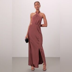 MinkPink Finlay Halter Gown With Split Size Large New With Tags